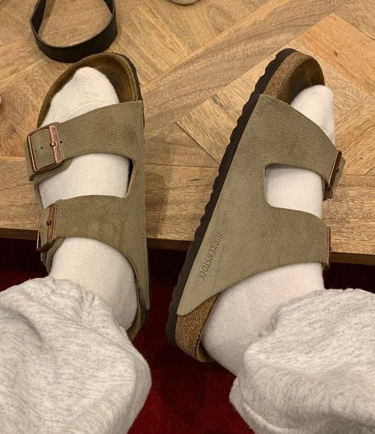 BIRKENSTOCK Arizona Slides for Men’s (Stone / Light Sage)