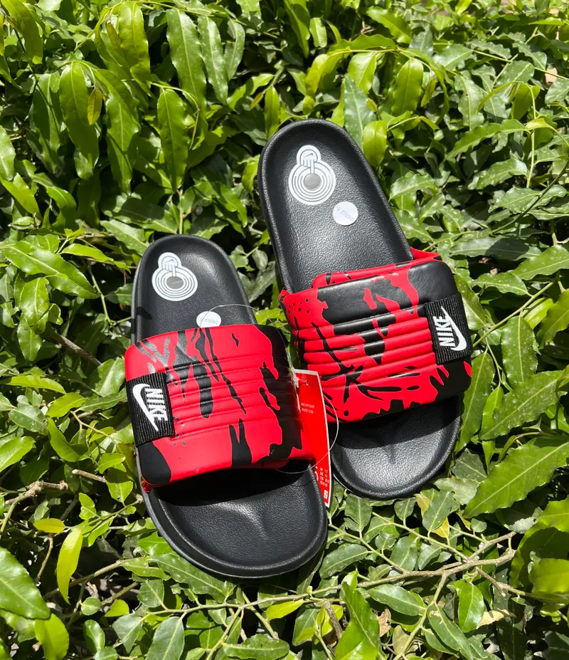 Nike Comfort Slides (Printed Red/Black)